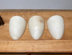 Set of Three 3 Art Deco Design, Cocoon-Like Alabaster Wall Sconces, Midcentury