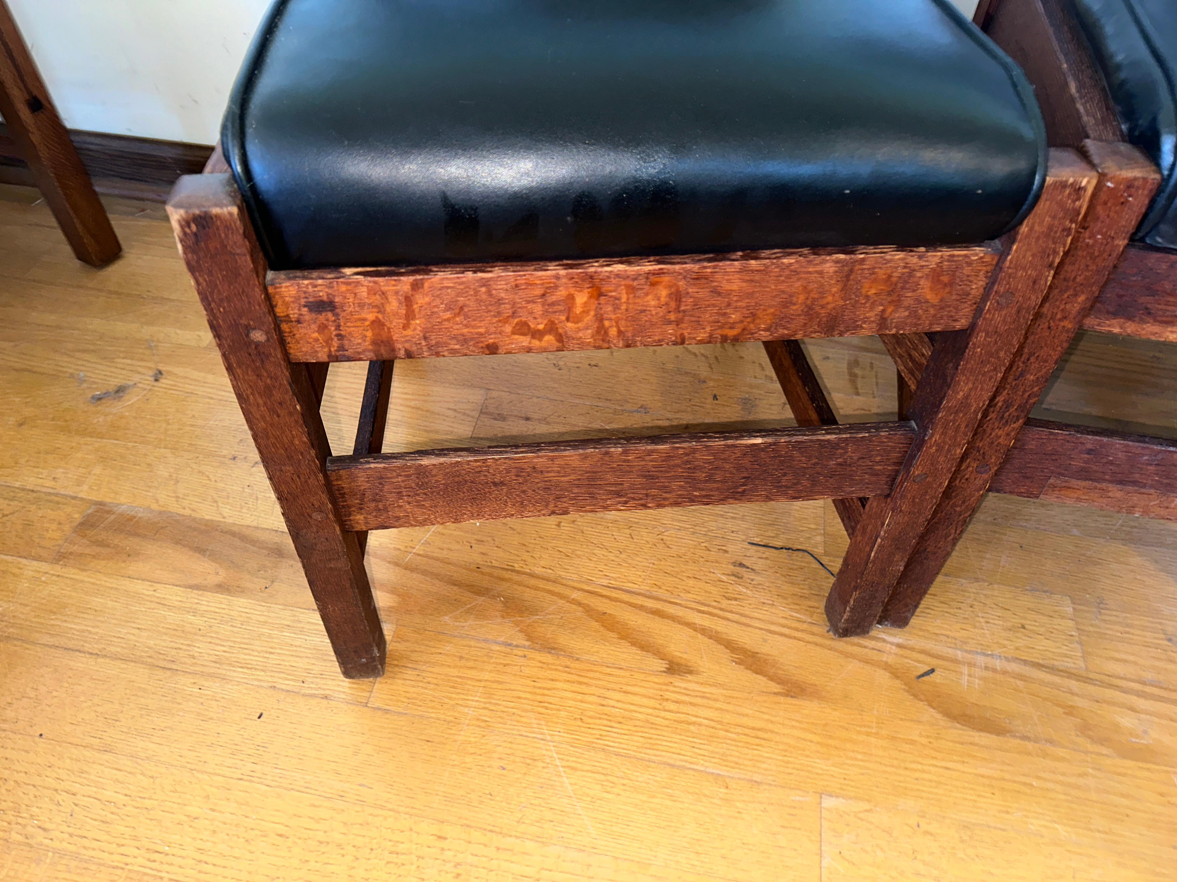 Americano Set di tre (3) sedie Gustav Stickley, raro e precoce - W7440 in vendita