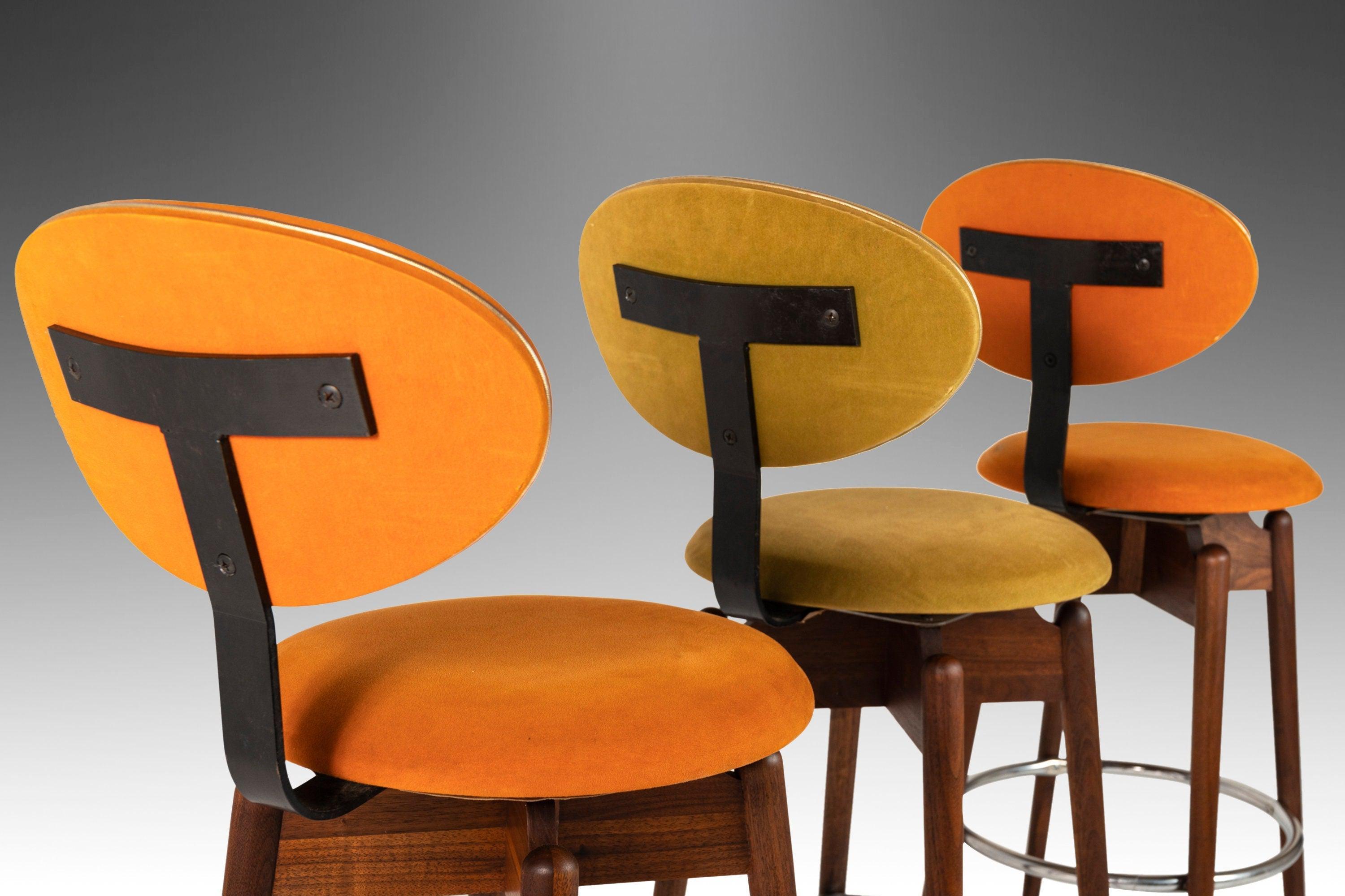 Set of Three '3' MCM Multi-Colored Barstools by Hugo Frandsen for Spøttrup 3