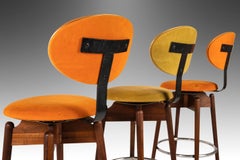 Set of Three '3' MCM Multi-Colored Barstools by Hugo Frandsen for Spøttrup