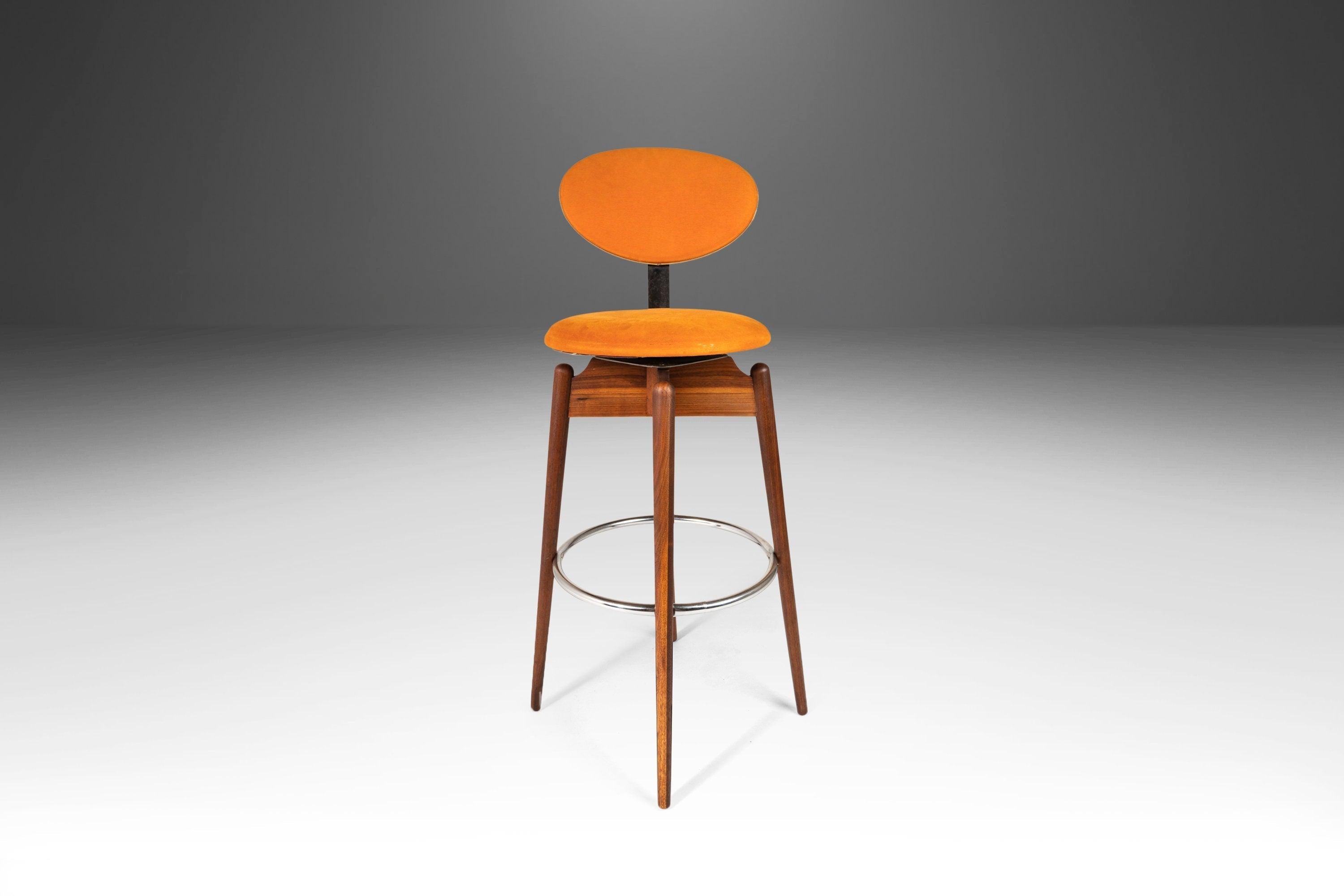 Scandinavian Modern Set of Three '3' MCM Multi-Colored Barstools by Hugo Frandsen for Spøttrup
