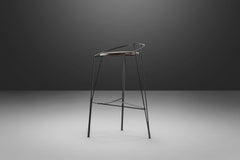 Set of Three ( 3 ) Silver Moon Bar Height Bar Stools by Pascal Mourgue, 1980's