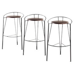 Set of Three ( 3 ) Silver Moon Bar Height Bar Stools by Pascal Mourgue, 1980's