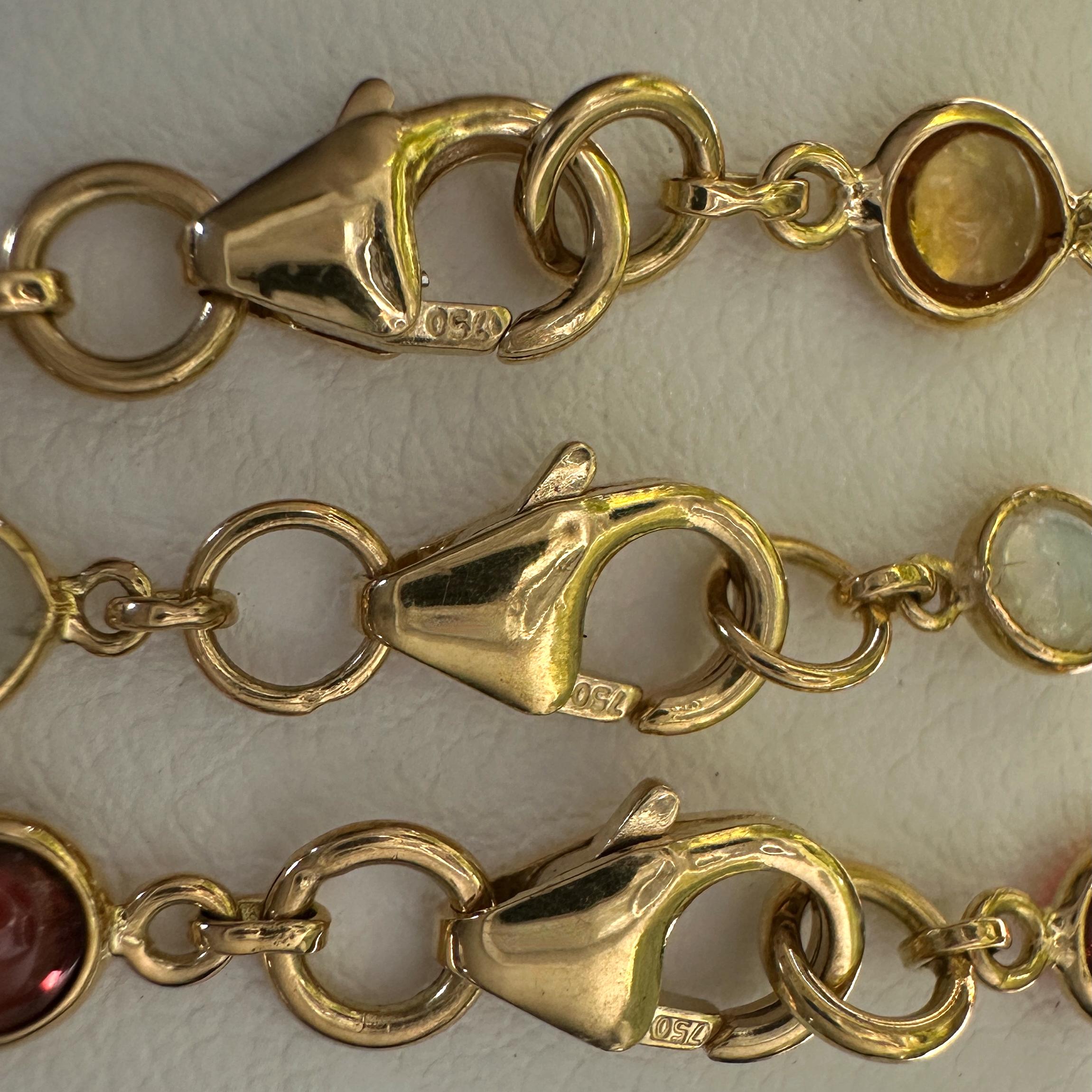 Set di tre catene di pietre preziose da 36 pollici in oro 18 carati: Pietra di Luna, Granato e Citrino in vendita 5