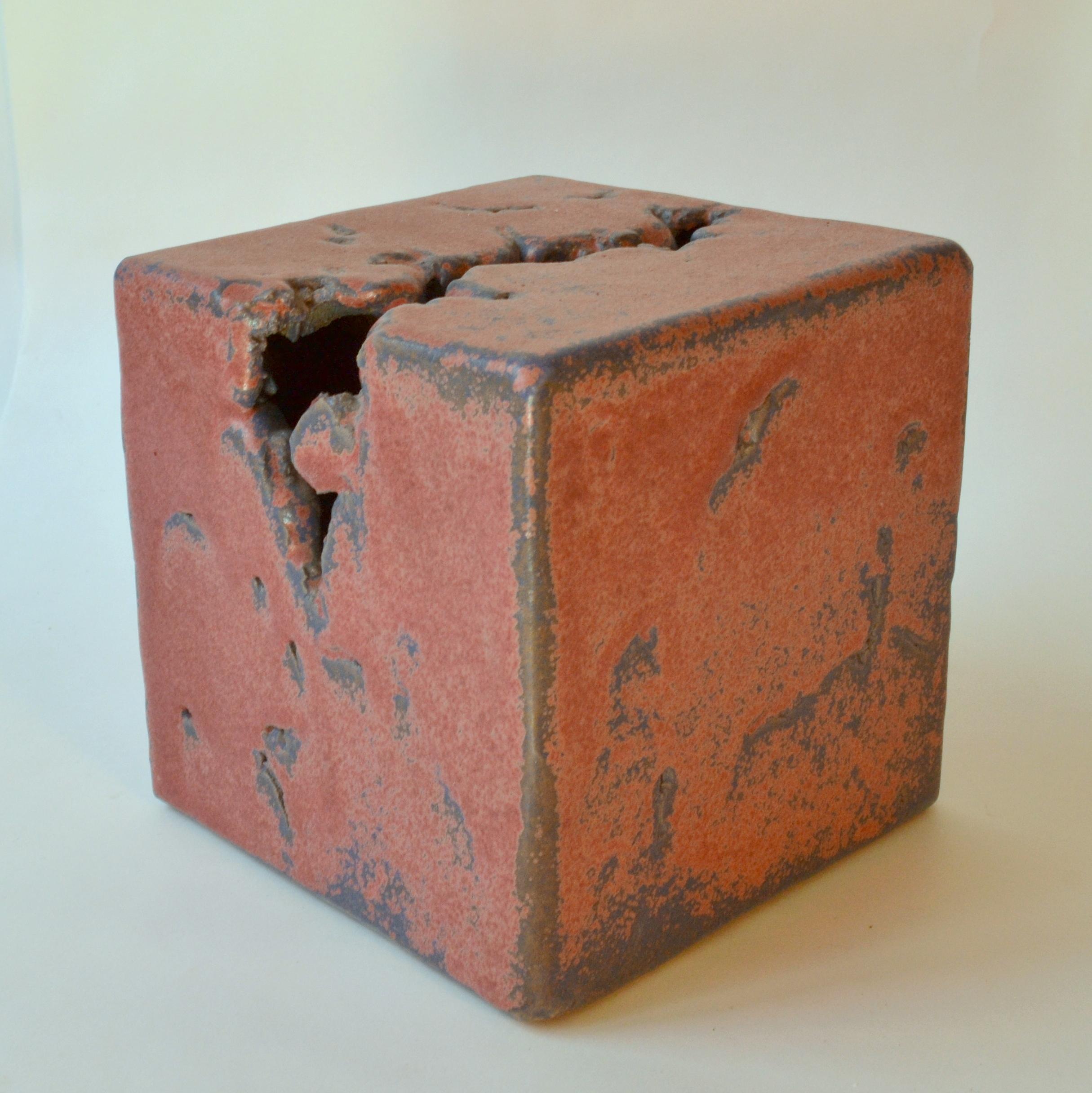 Set of Three Abstract Ceramic Cube Sculptures For Sale 2