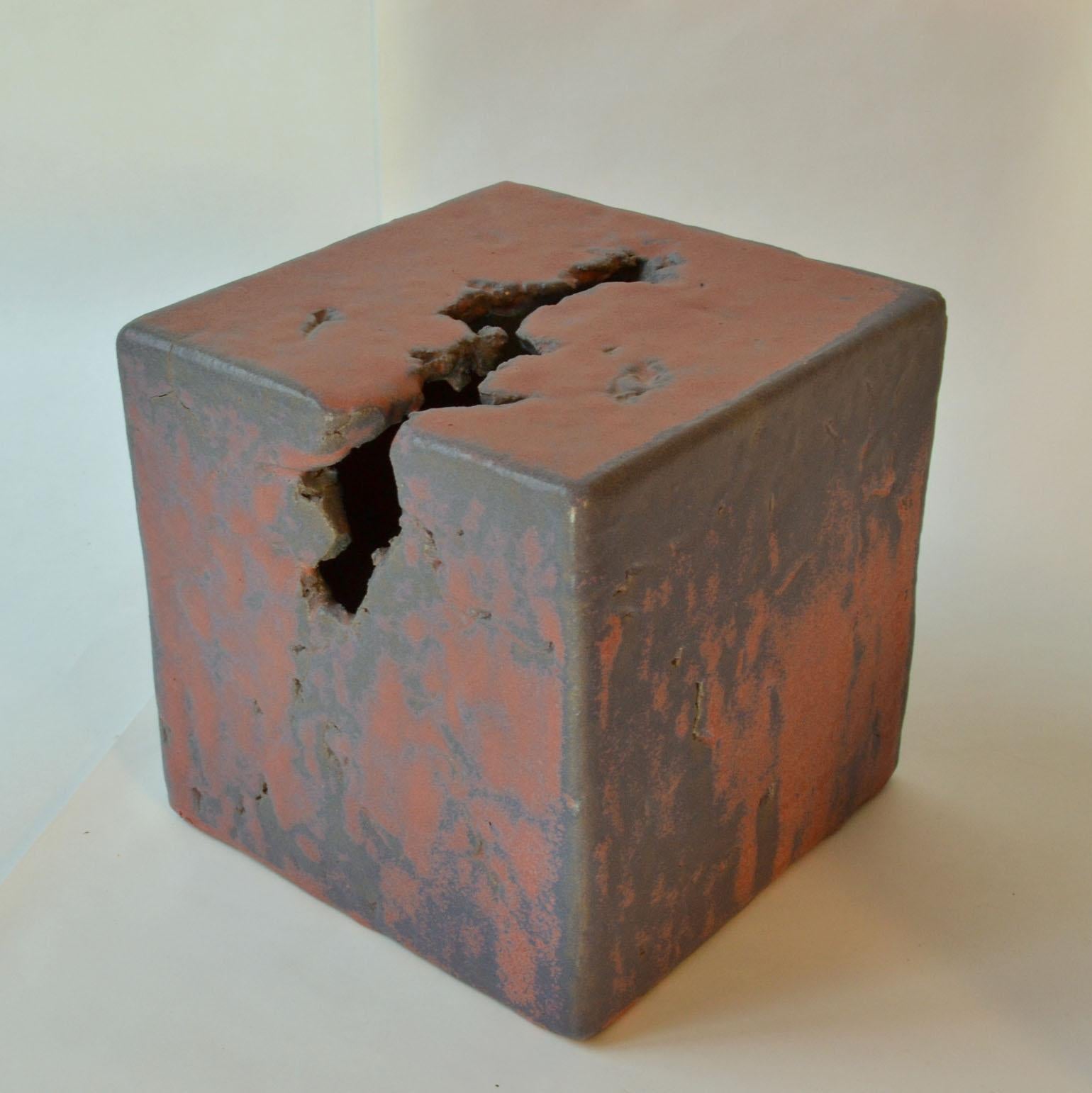 Set of Three Abstract Ceramic Cube Sculptures For Sale 1