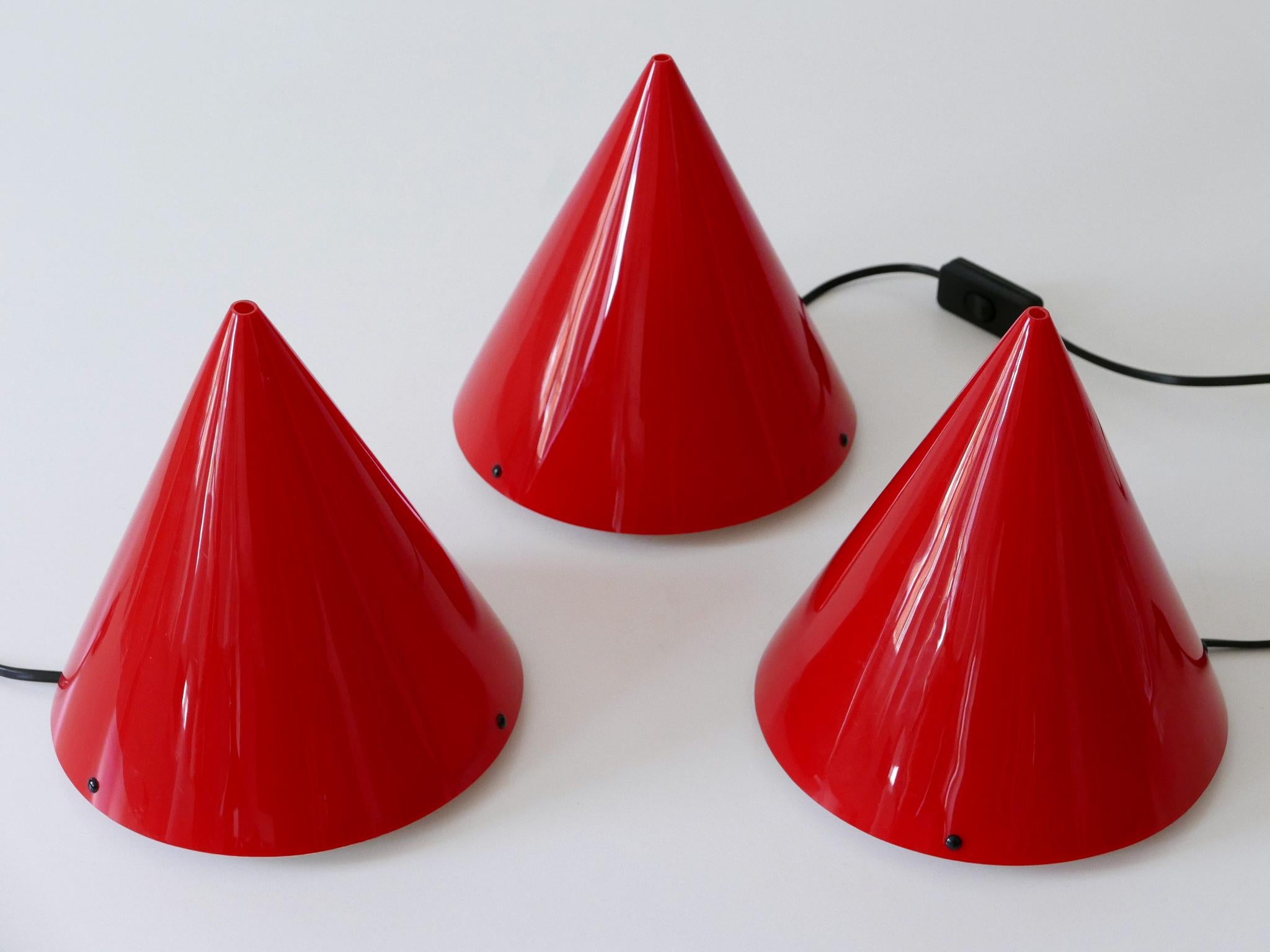 Set of Three Acrylic Table Lamps or Sconces Cone by Verner Panton for Poly Thema For Sale 4