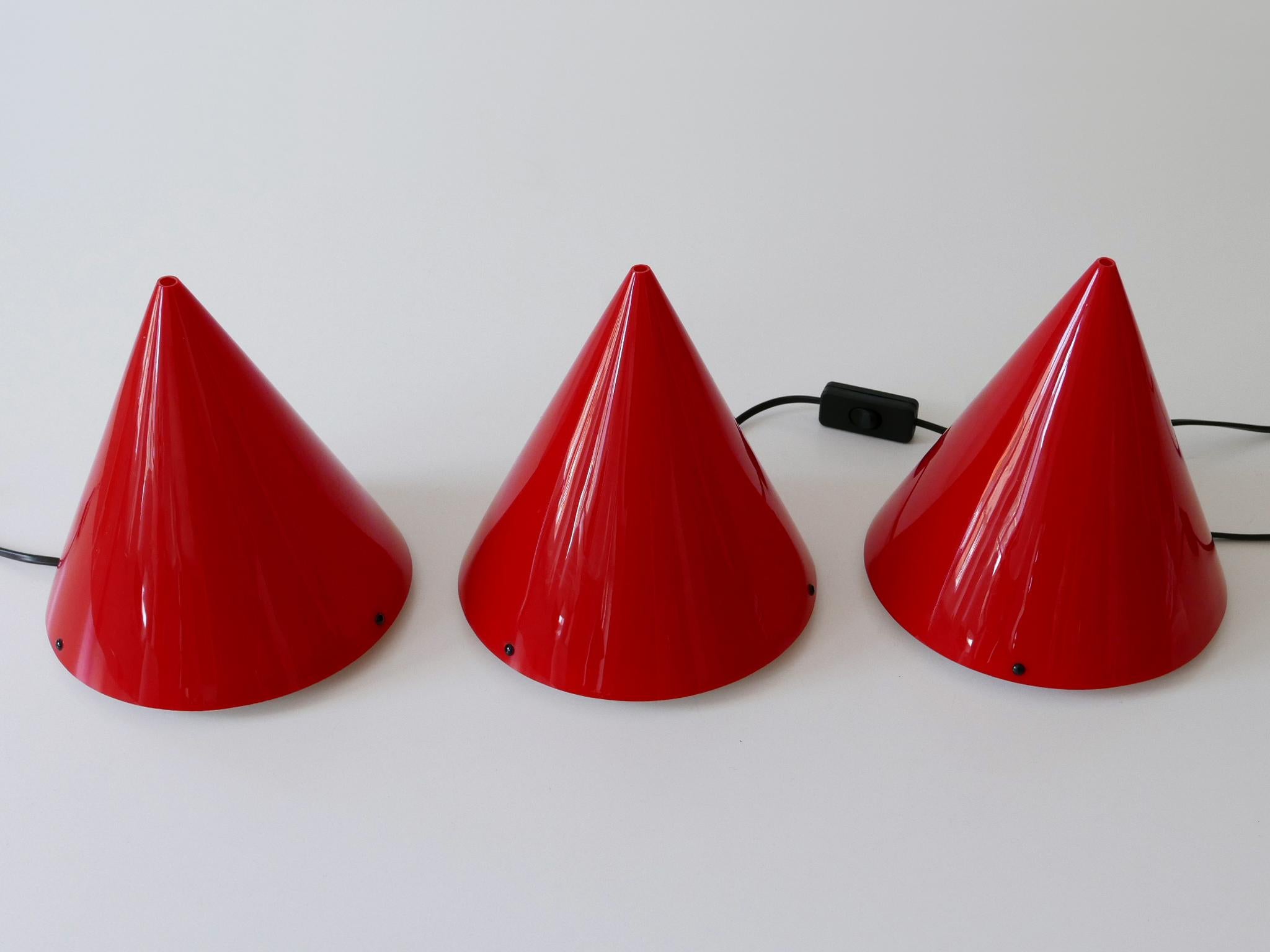 Set of Three Acrylic Table Lamps or Sconces Cone by Verner Panton for Poly Thema For Sale 6