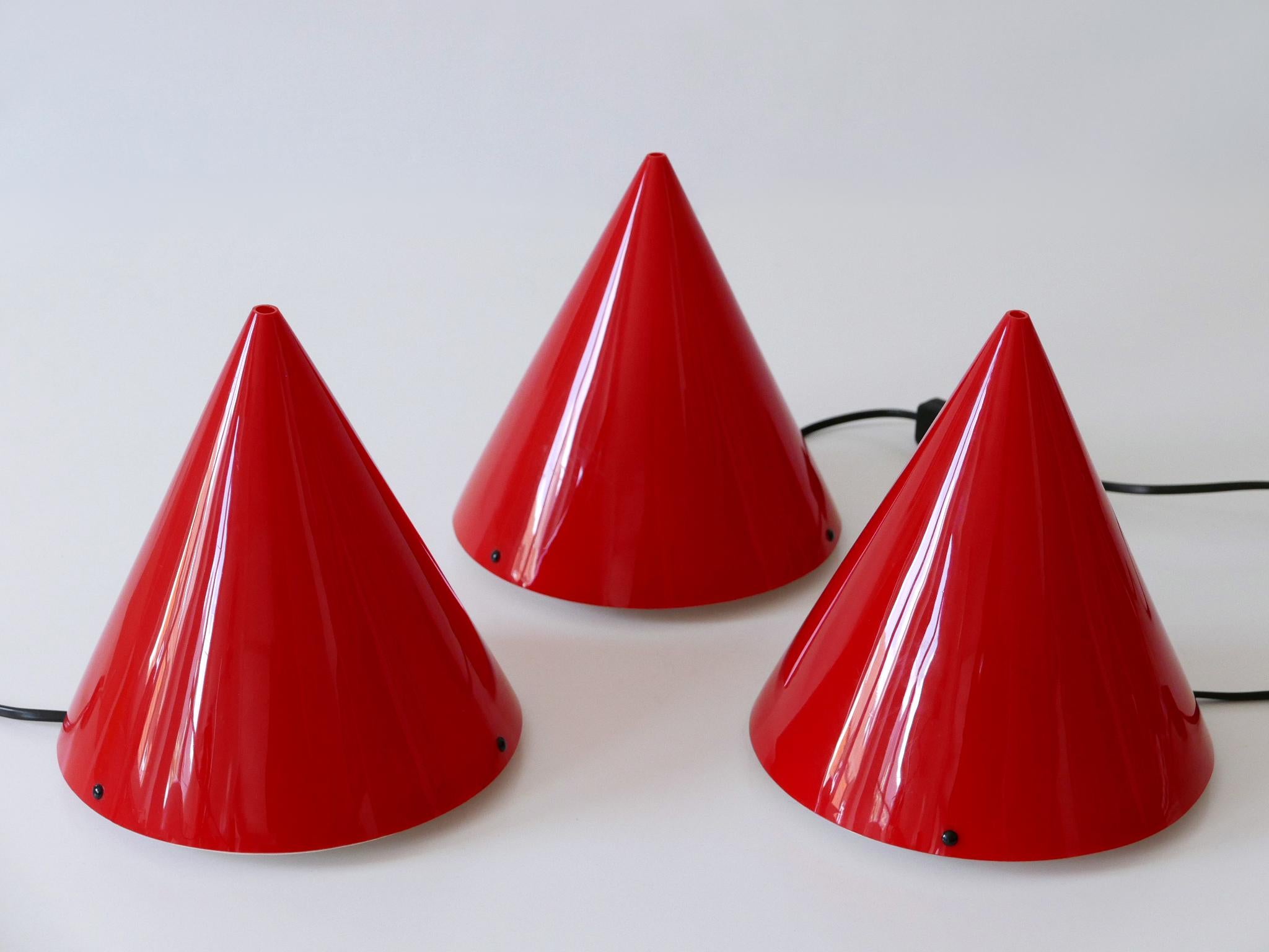 Set of Three Acrylic Table Lamps or Sconces Cone by Verner Panton for Poly Thema For Sale 2