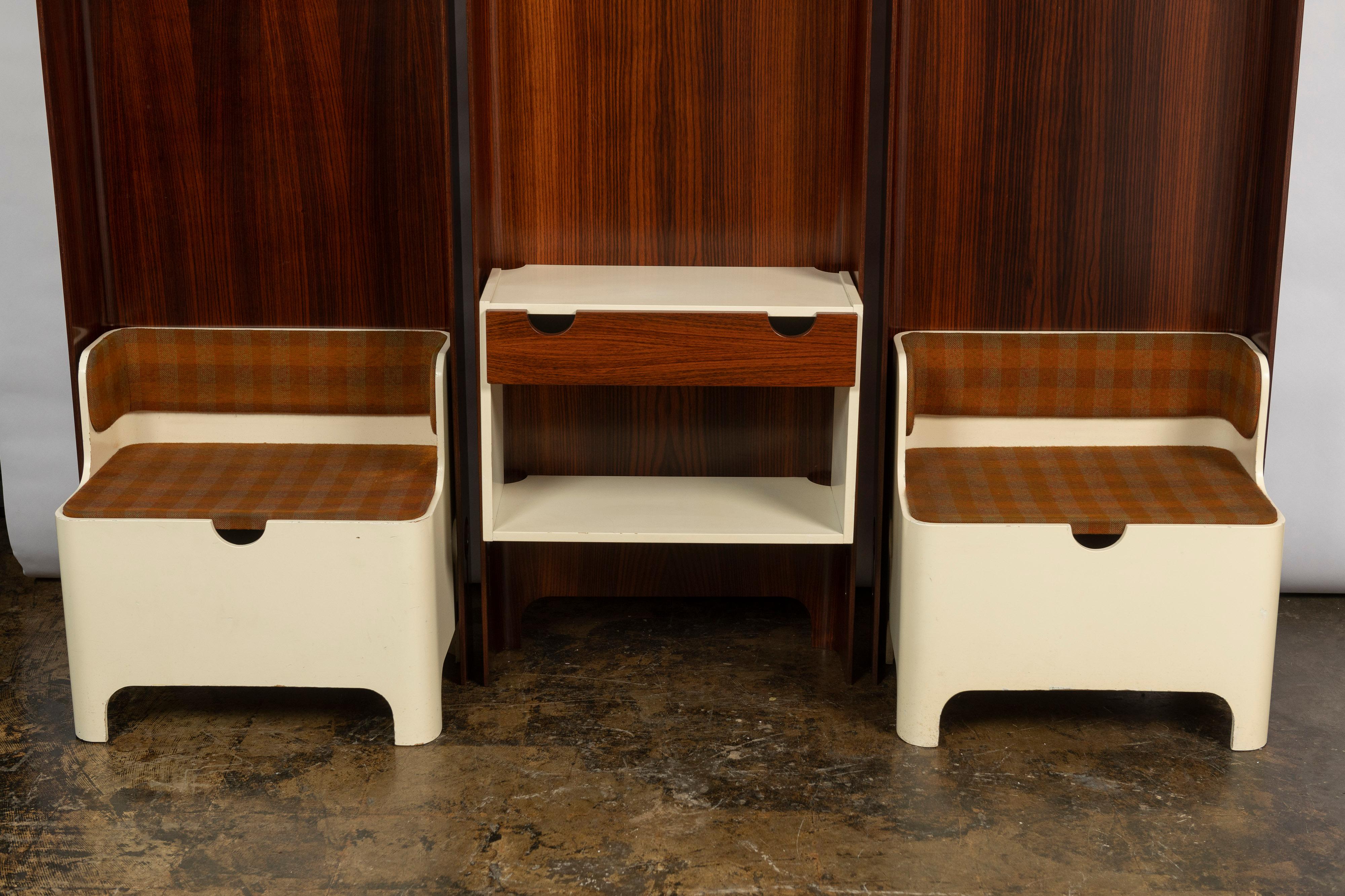 Set of Three Adjustable Carlo de Carli Coat Racks with a Drawer and Two