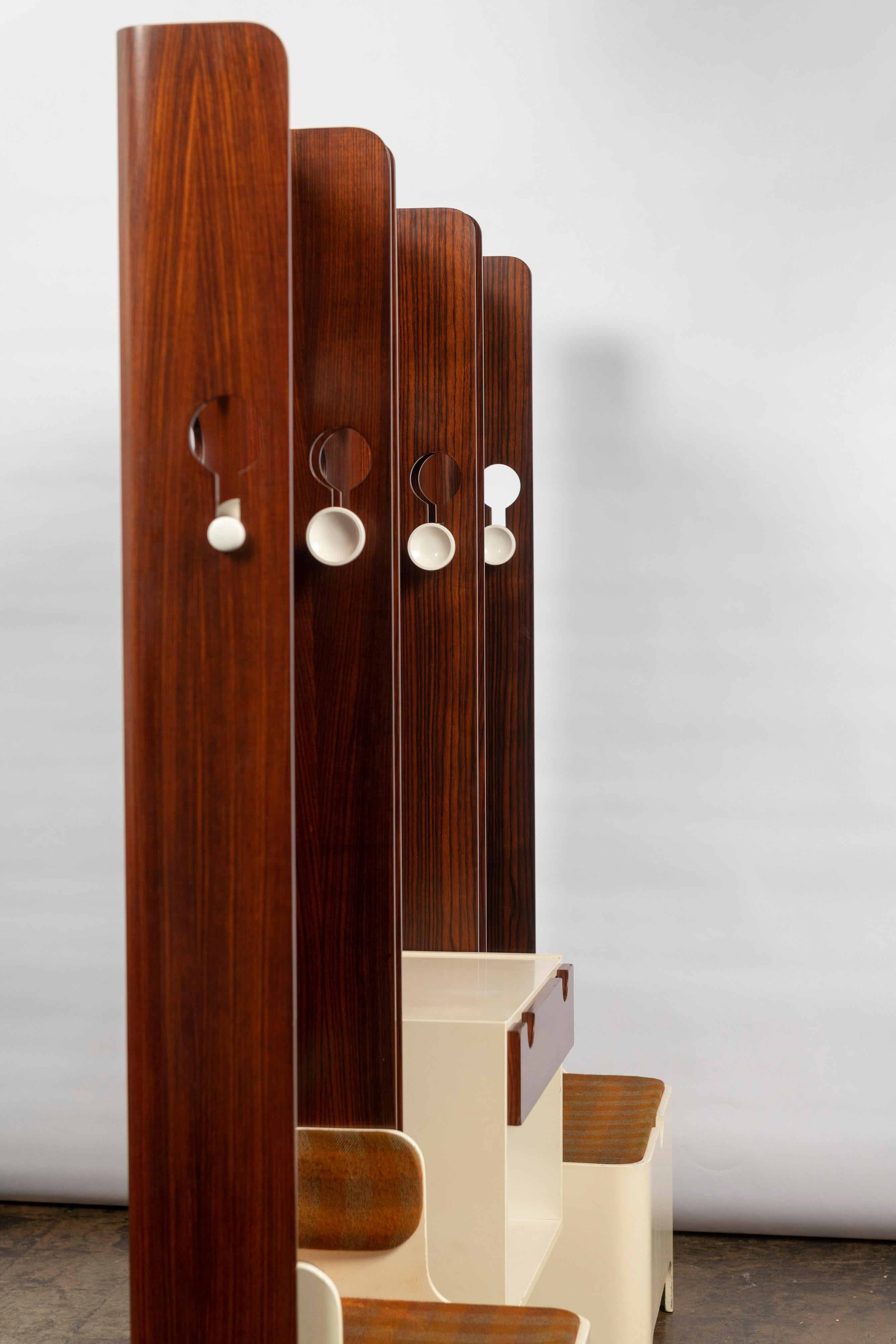 Set of Three Adjustable Carlo de Carli Coat Racks with a Drawer and Two