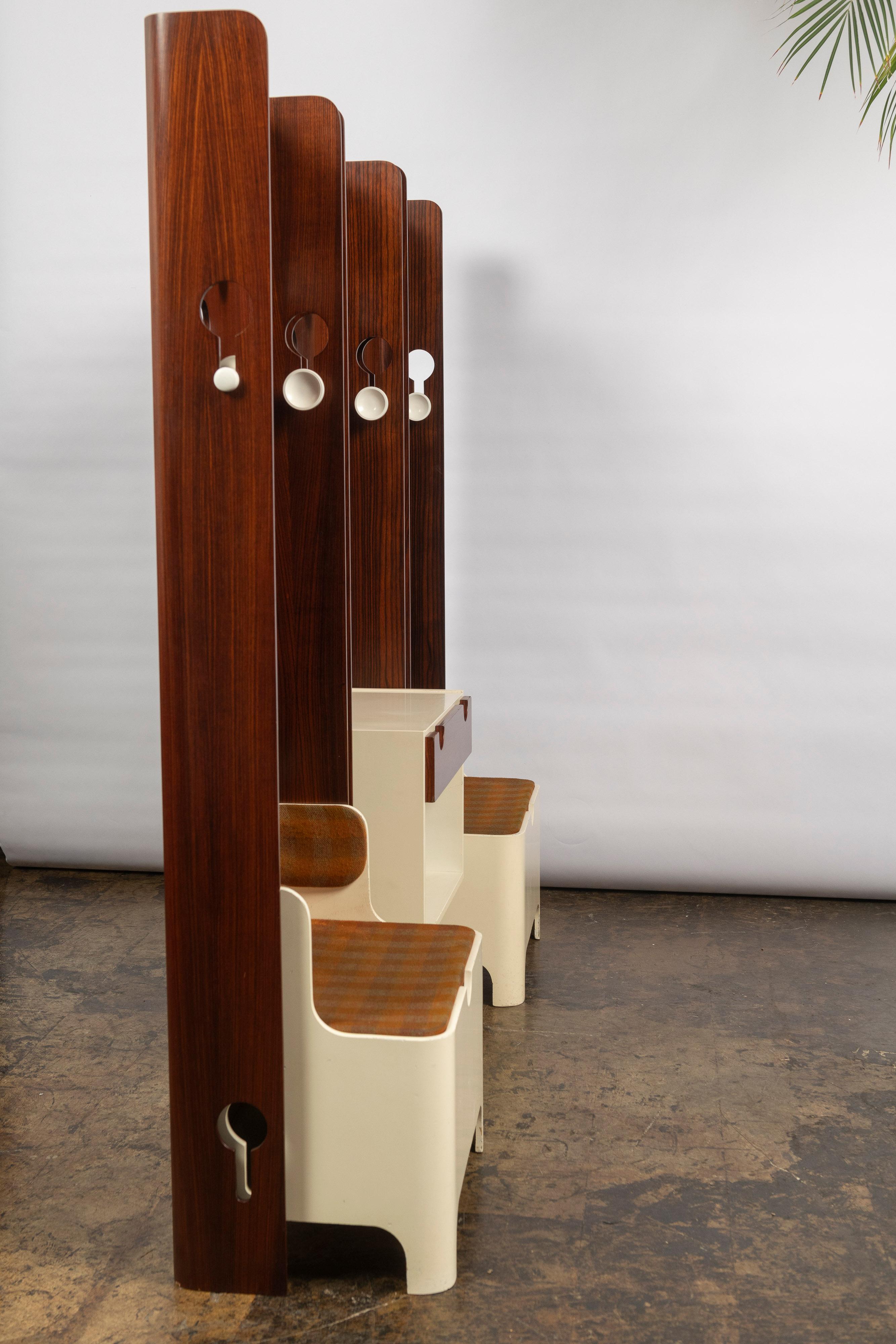 Set of Three Adjustable Carlo de Carli Coat Racks with a Drawer and Two