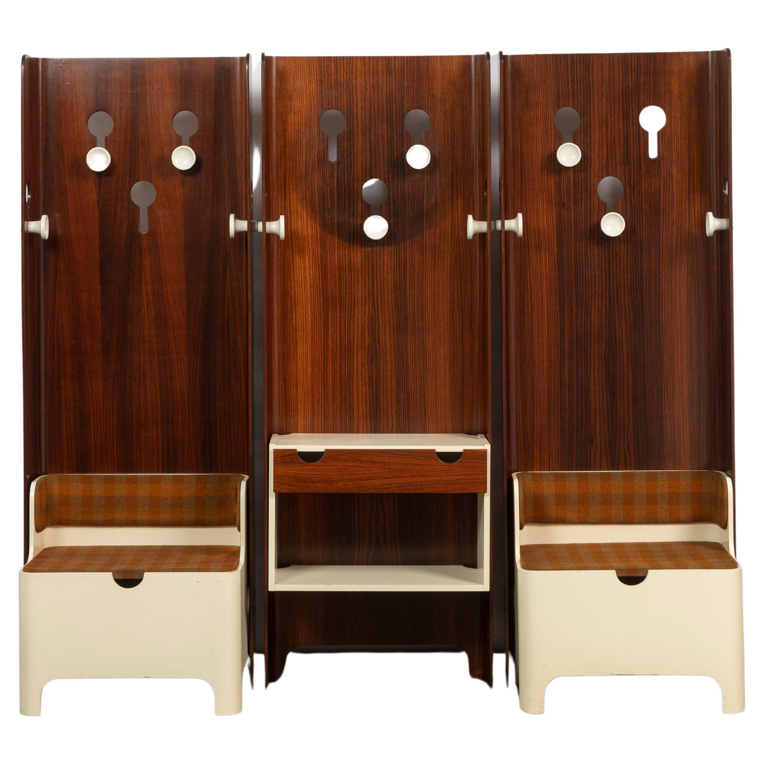 Italian Coat Rack with Mirror in Teak by Fiarm, 1960s at 1stDibs