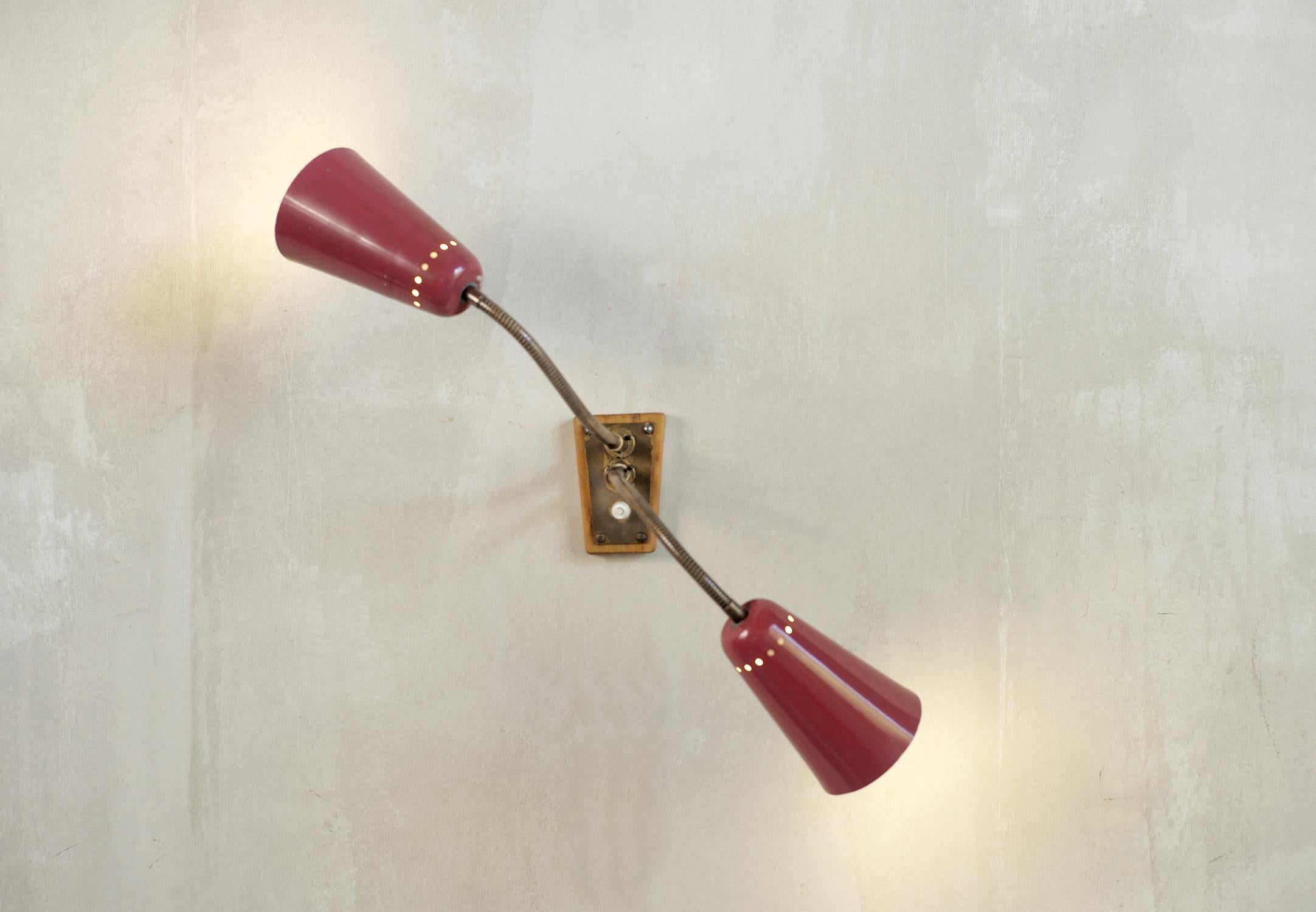 Set of Three Adjustable Wall Lights, Italy 1950 For Sale 3