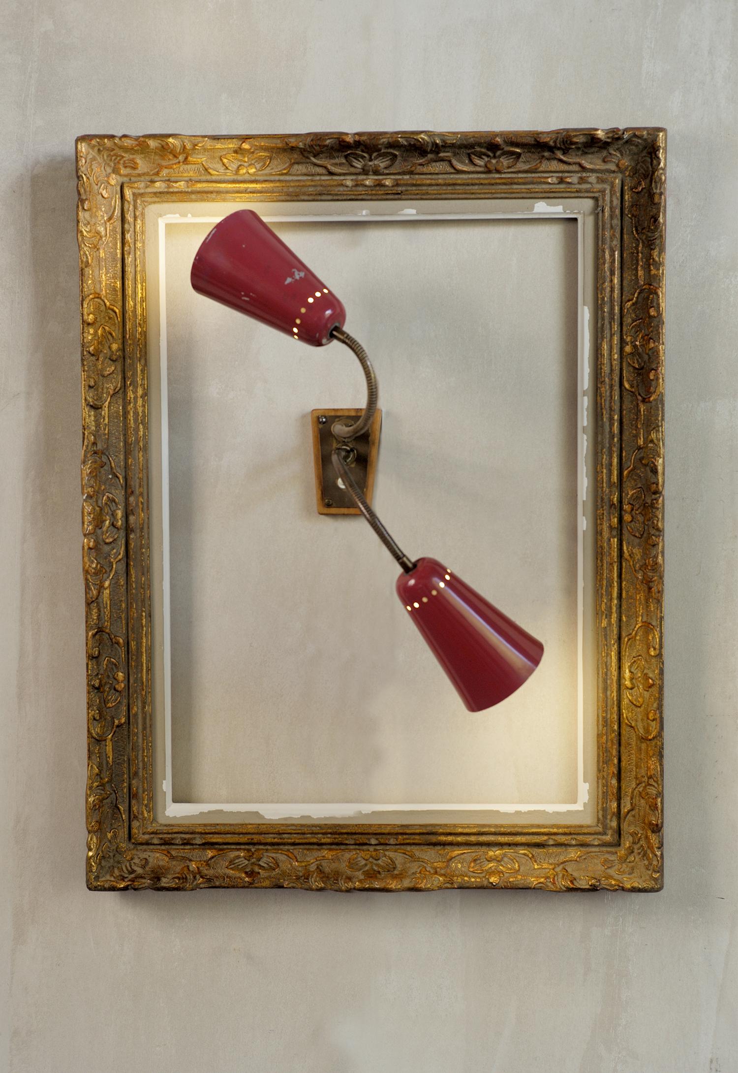 Set of Three Adjustable Wall Lights, Italy 1950 For Sale 11