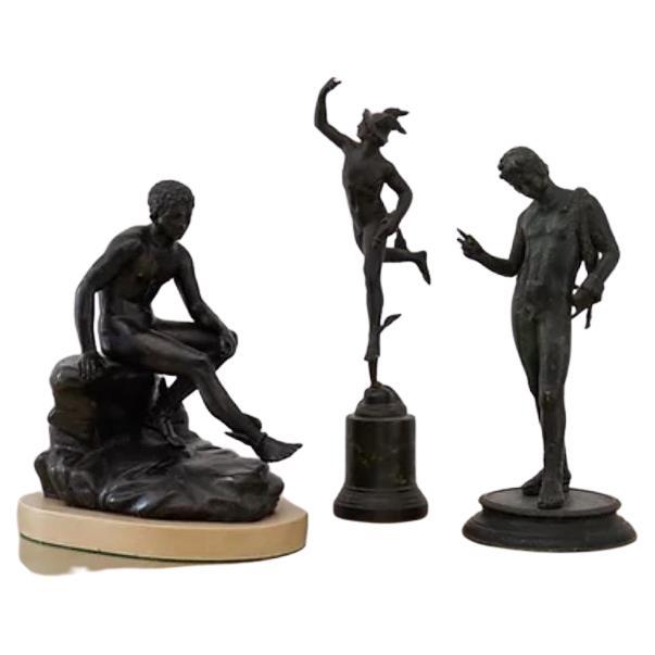 Set of Three After the Antique Grand Tour Bronzes Sculpture, 19th