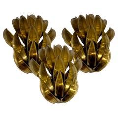 Ensemble de trois appliques "agave" attribuées à Christian Techoueyres France 1970