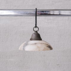 Set of Three Alabaster Small Antique Pendant Lights