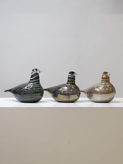 Set of Three ‘Alli’ Glass Birds by Oiva Toikka for Nuutajärvi, Finland, 1980s