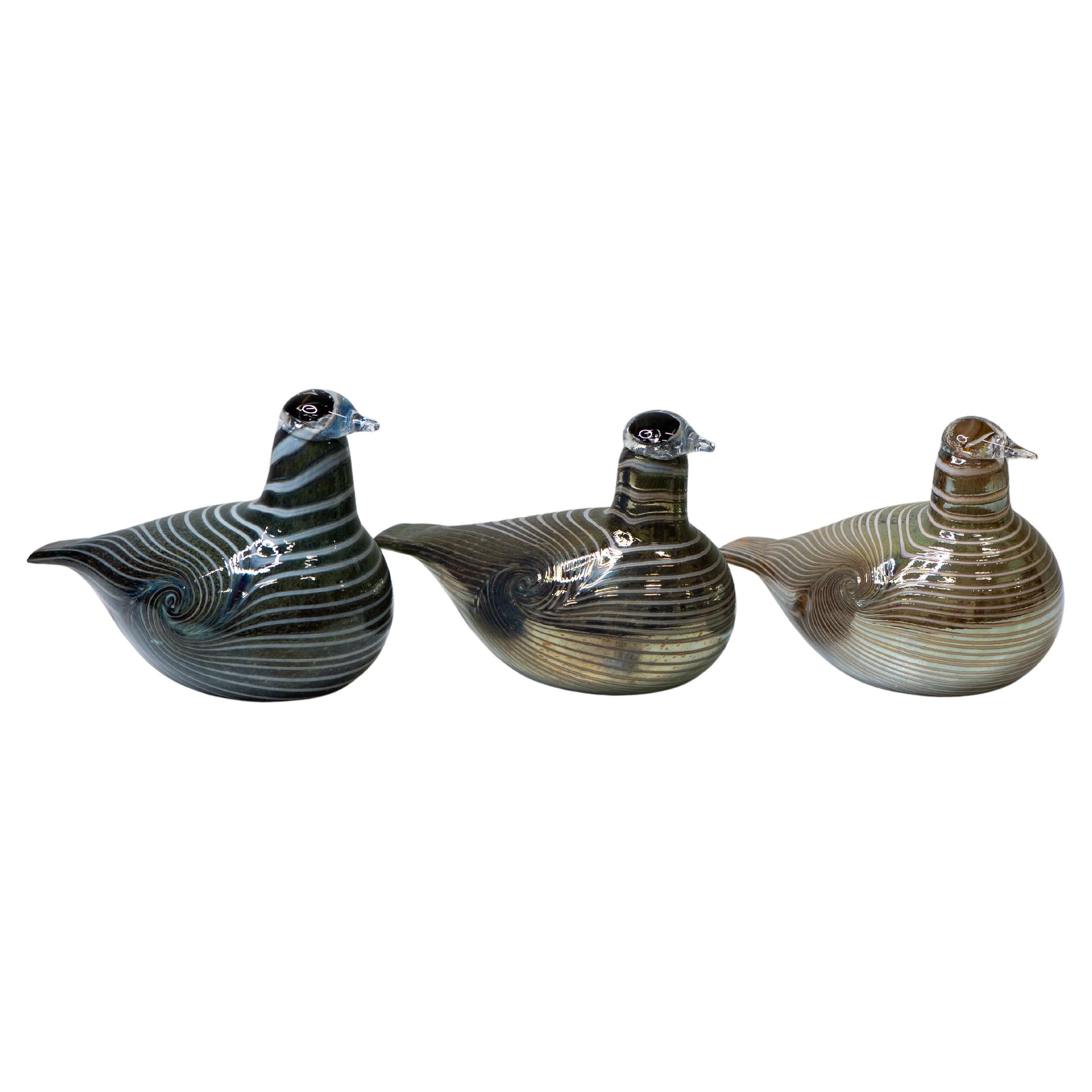 Set of Three ‘Alli’ Glass Birds by Oiva Toikka for Nuutajärvi, Finland, 1980s