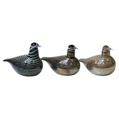 Set of Three ‘Alli’ Glass Birds by Oiva Toikka for Nuutajärvi, Finland, 1980s