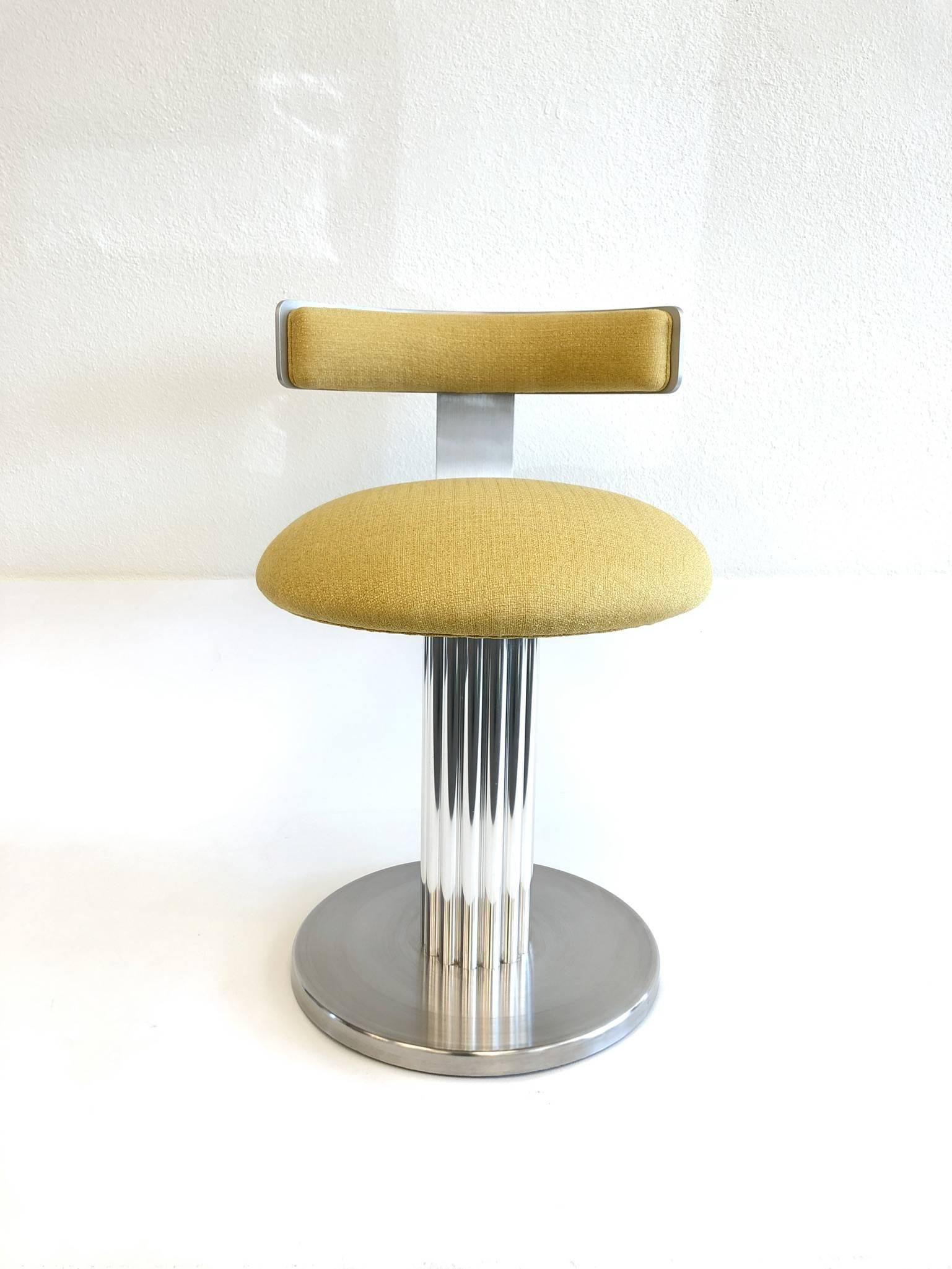 Brushed Set of Three Aluminium Swivel Stools by Design for Leisure Ltd