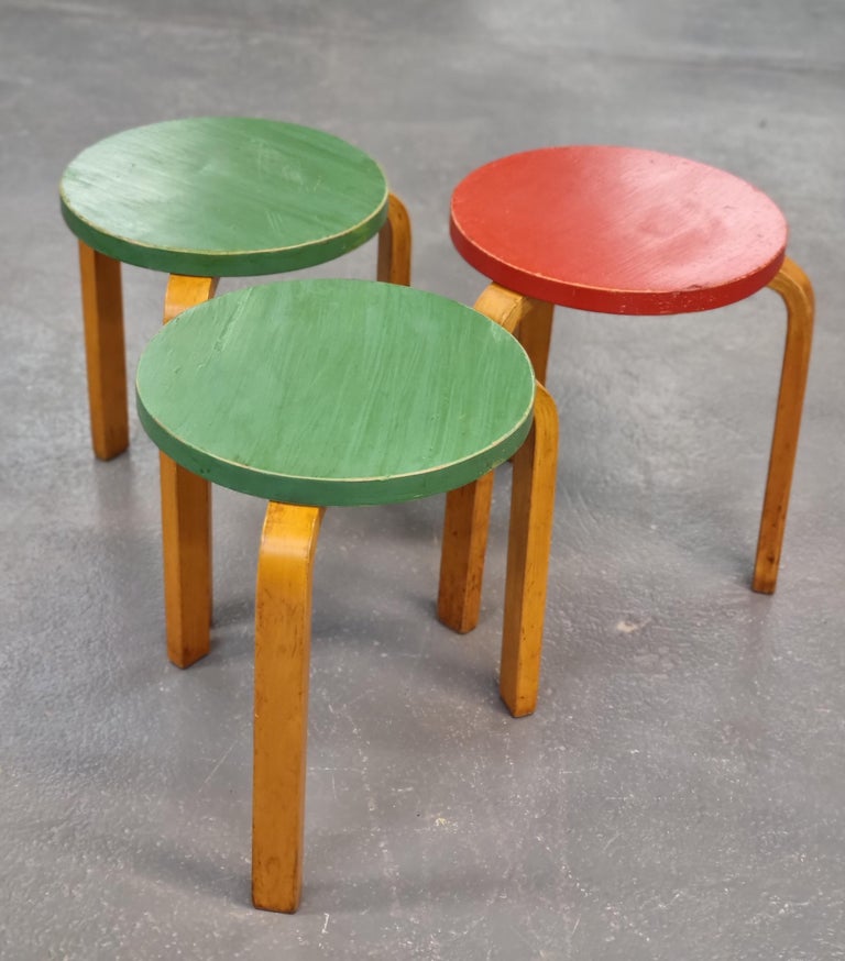 Set of Three Alvar Aalto Stackable Stools Model 60 For Sale at 1stDibs