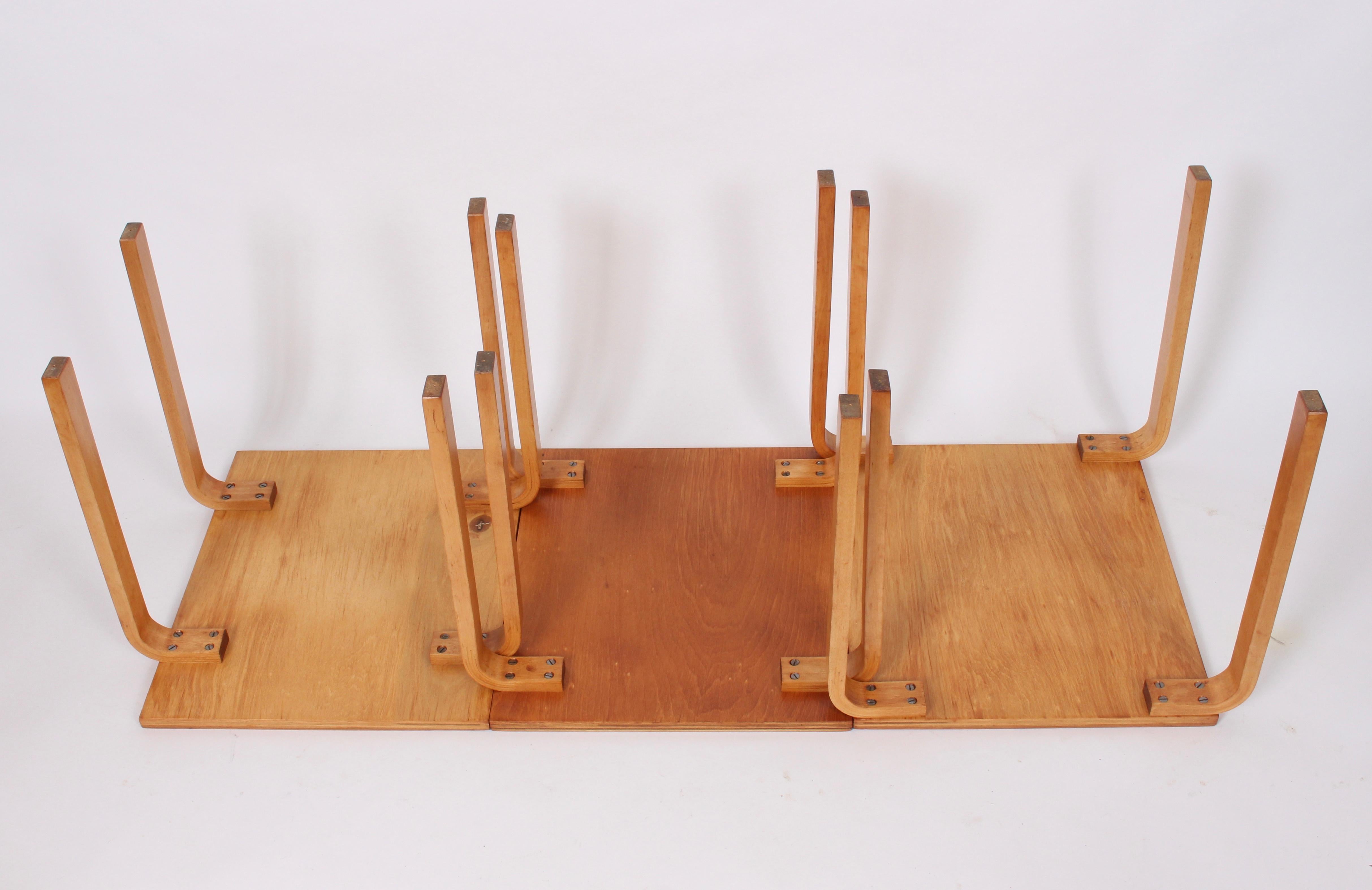 Set of Three Alvar Aalto Stacking Tables Coffee Tables, 1940s 5