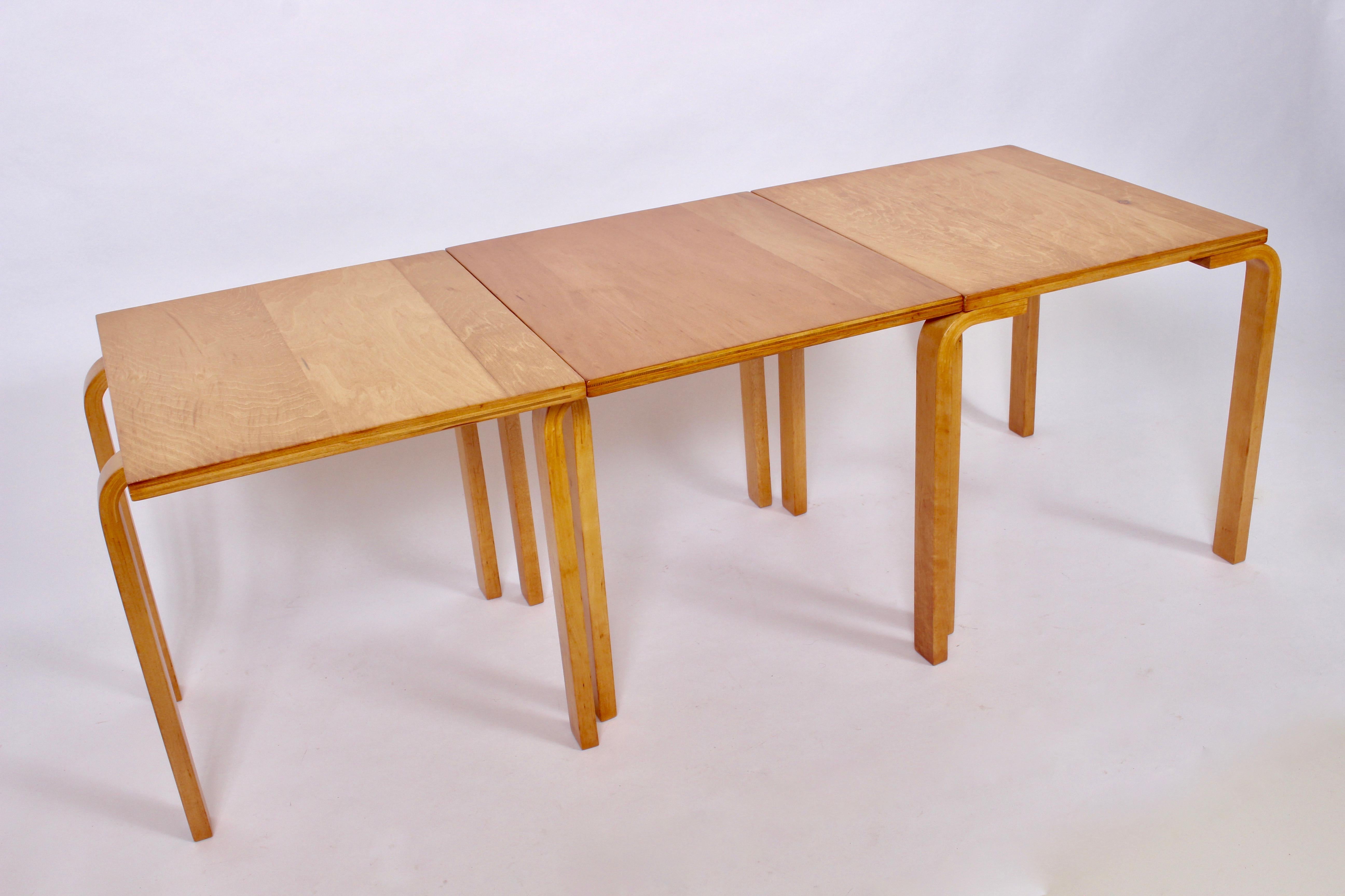 Set of Three Alvar Aalto Stacking Tables Coffee Tables, 1940s 6