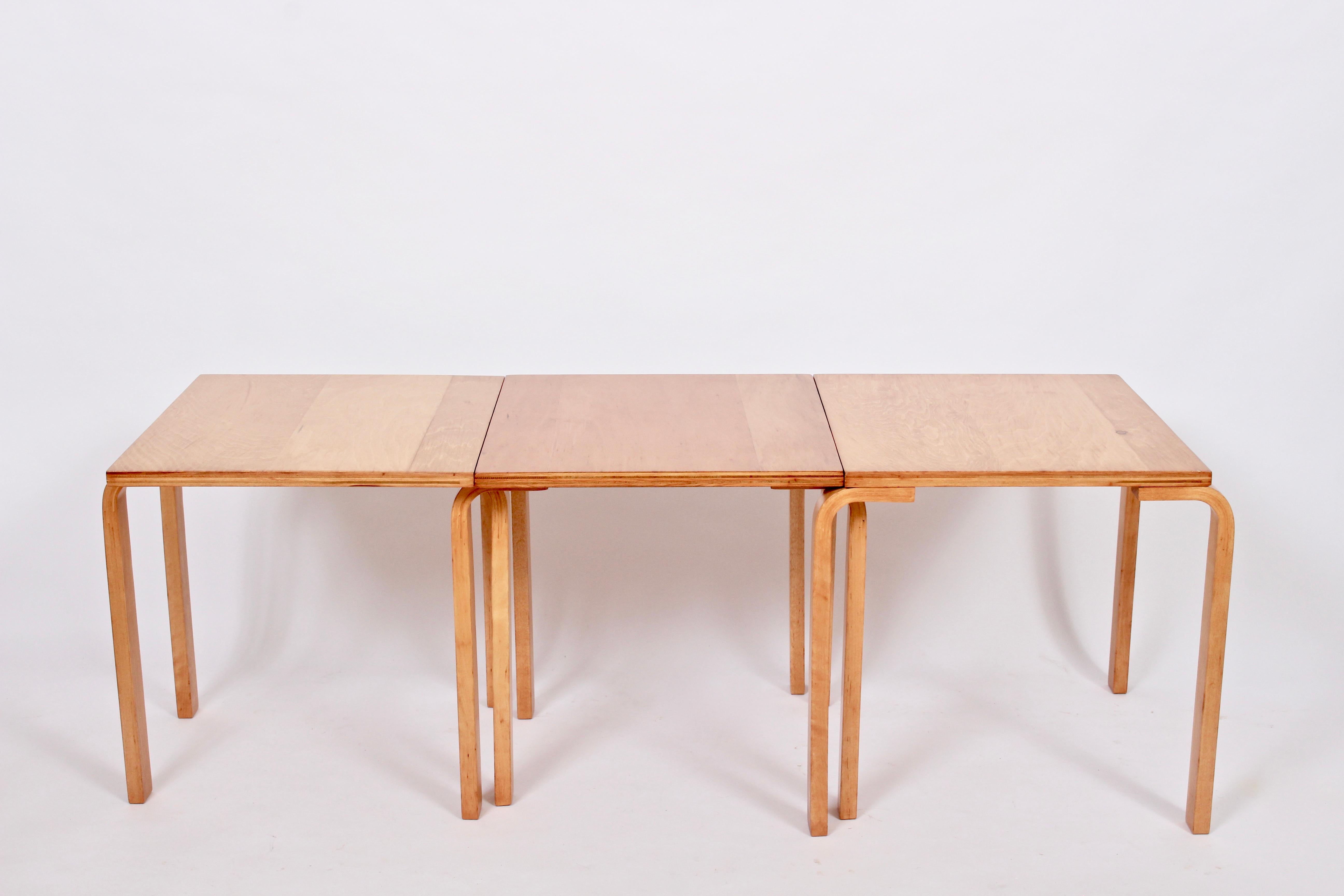 Set of Three Alvar Aalto Stacking Tables Coffee Tables, 1940s 7