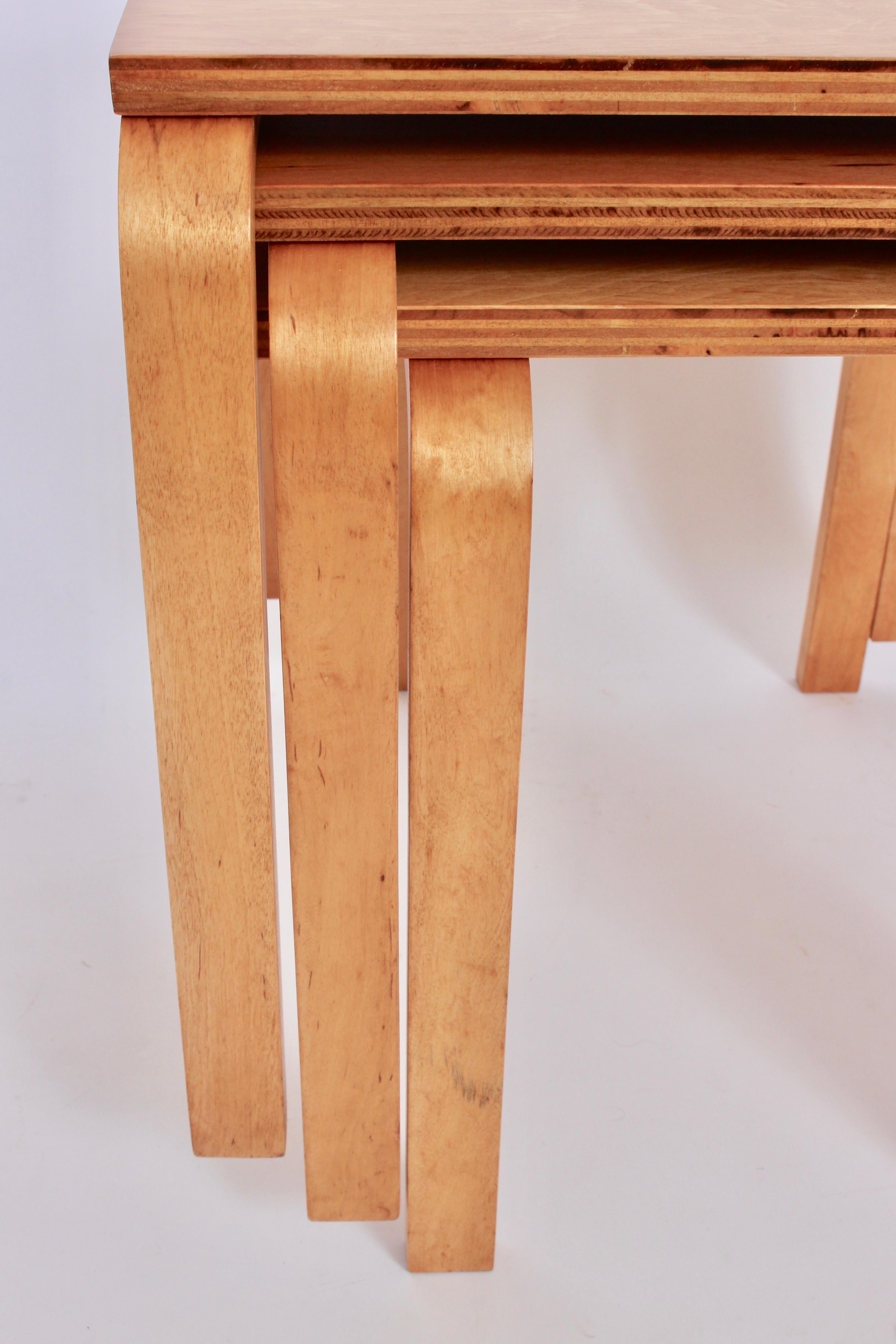 Set of Three Alvar Aalto Stacking Tables Coffee Tables, 1940s 1