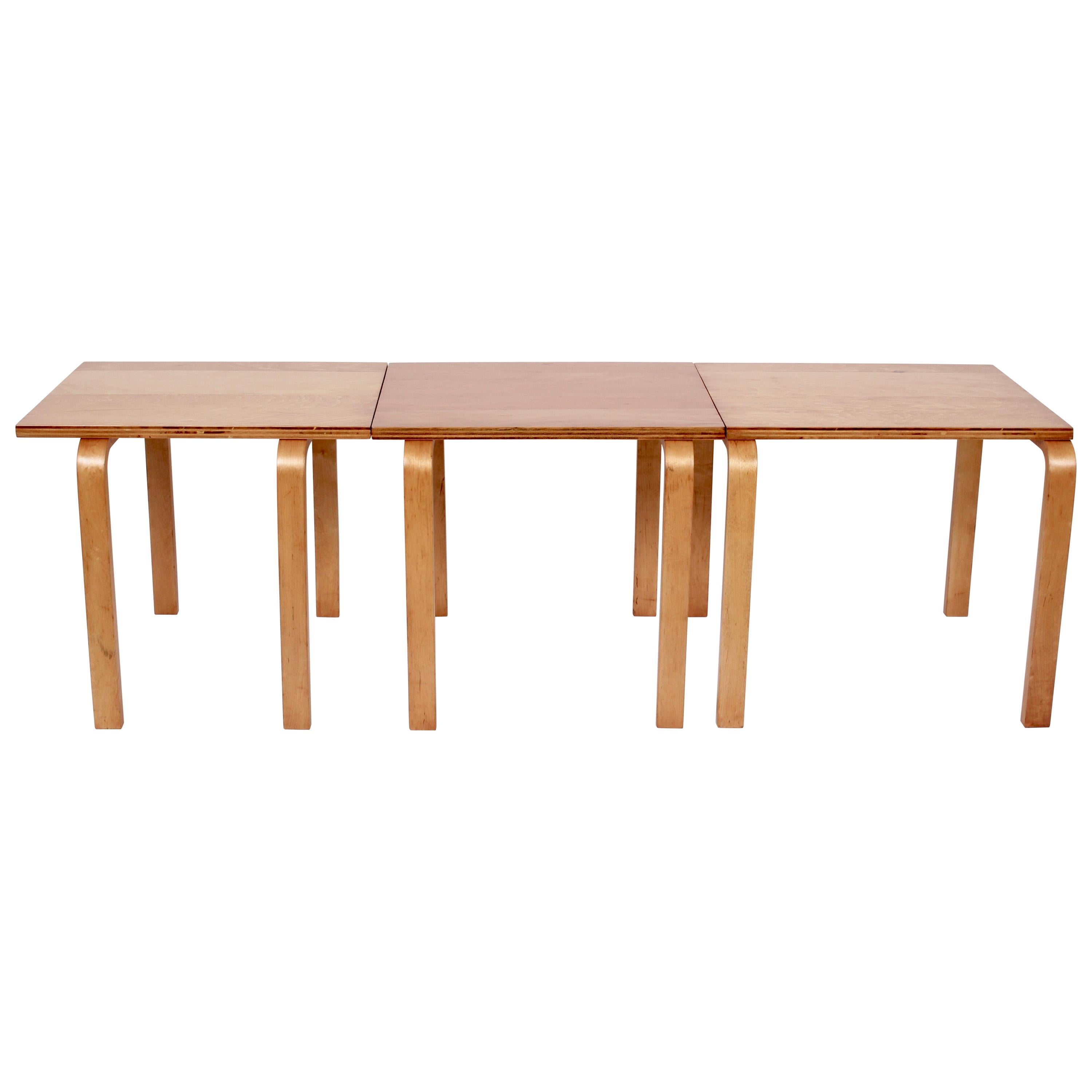 Set of Three Alvar Aalto Stacking Tables Coffee Tables, 1940s