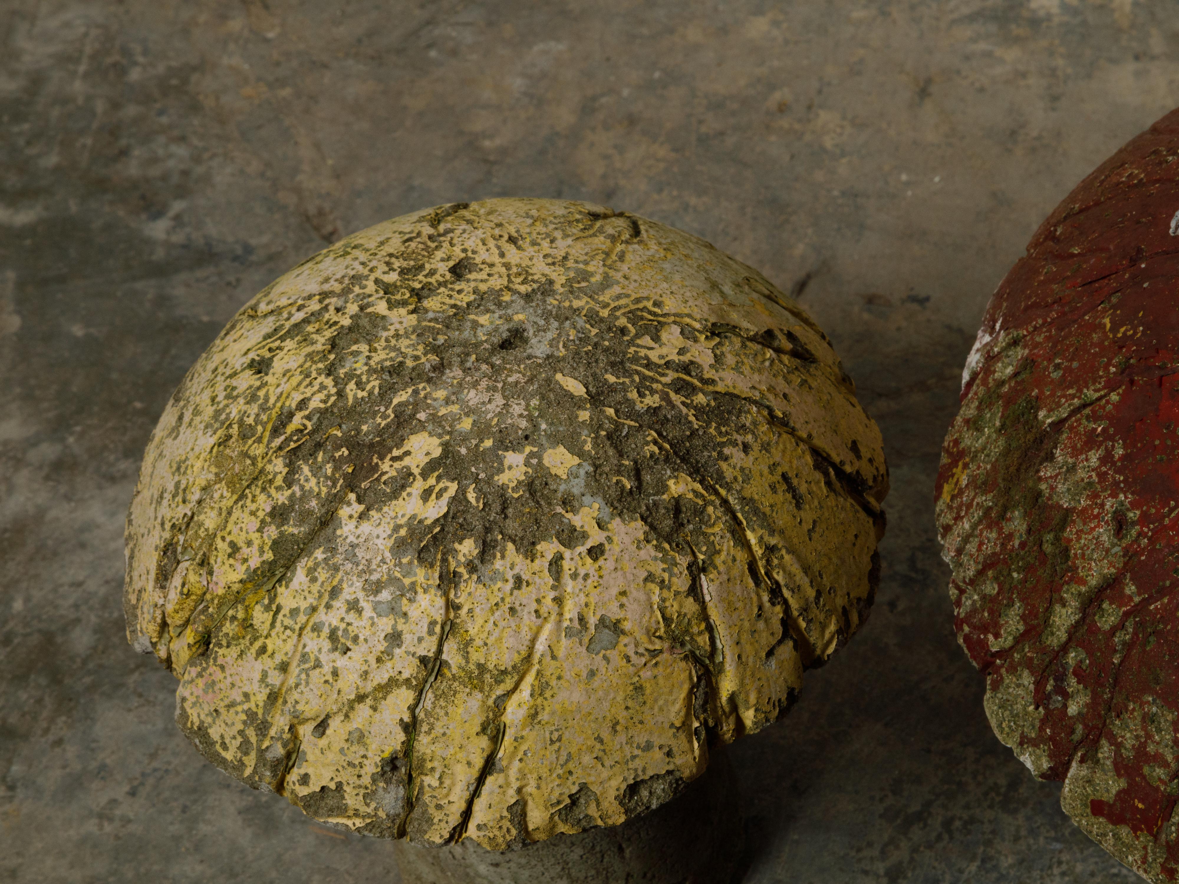 20th Century Set of Three American Concrete Mushrooms with Distressed Appearance