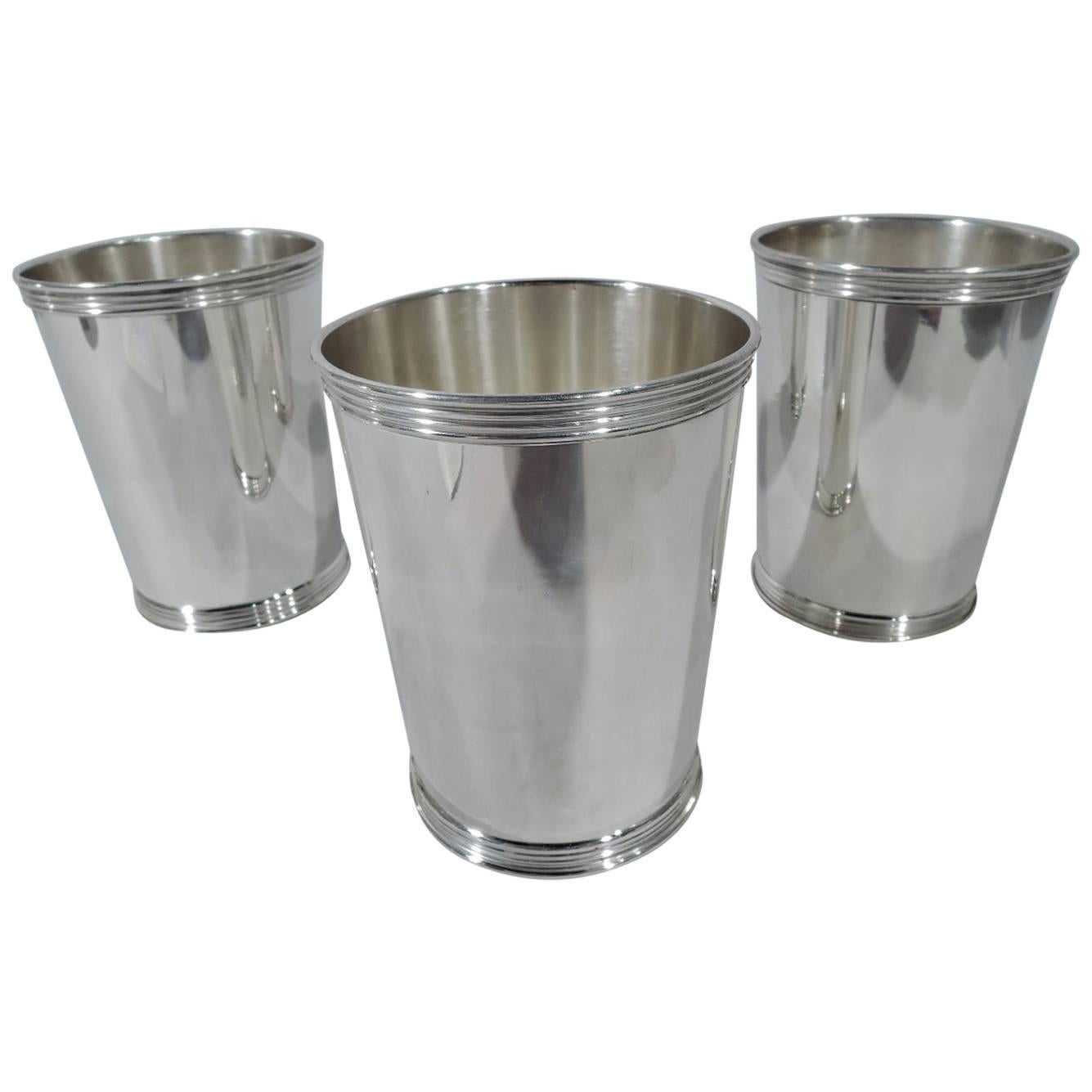 Set of Three American Midcentury Modern Sterling Silver Mint Julep Cups