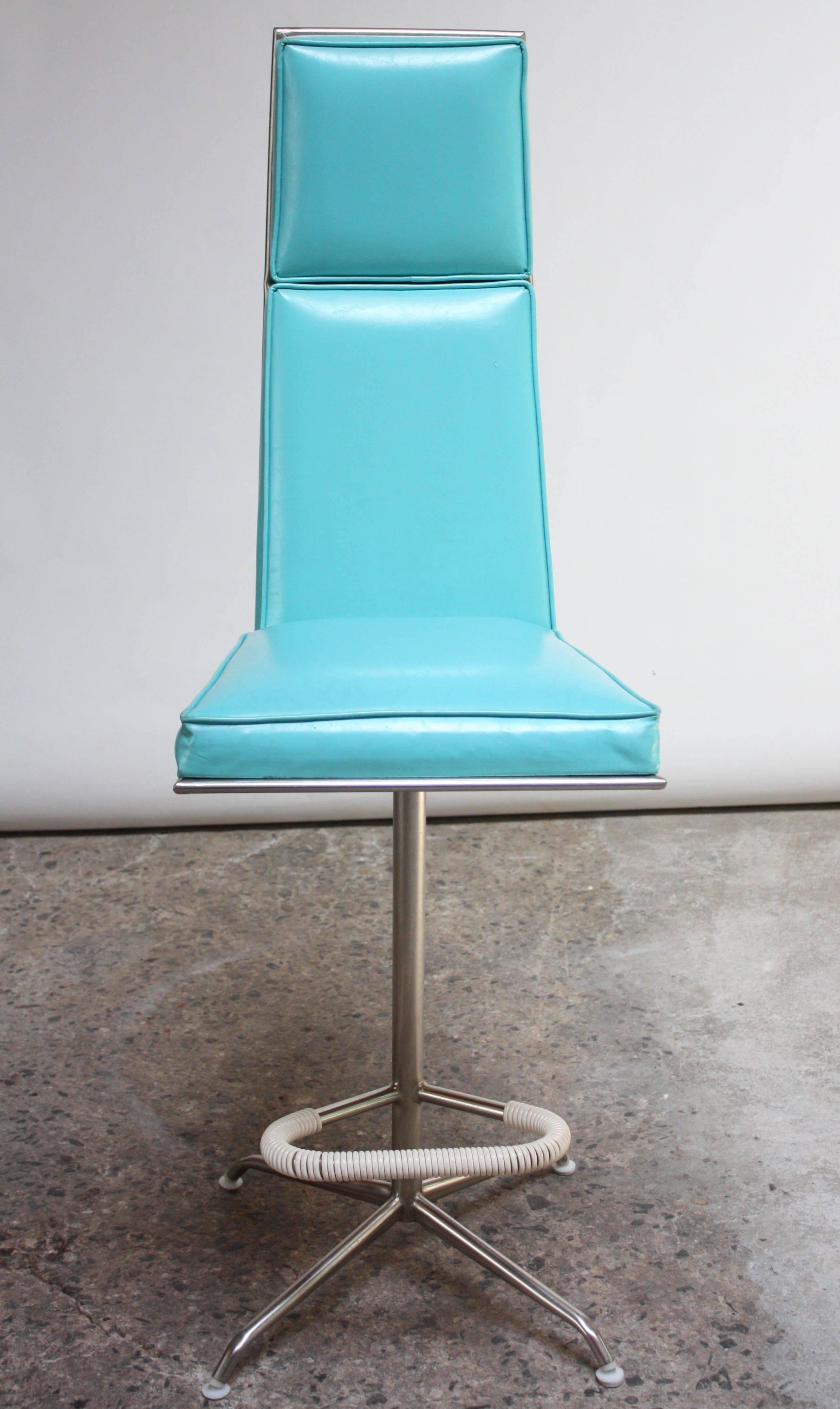 Mid-20th Century Set of Three American Modern High-Back Barstools by Jansko For Sale