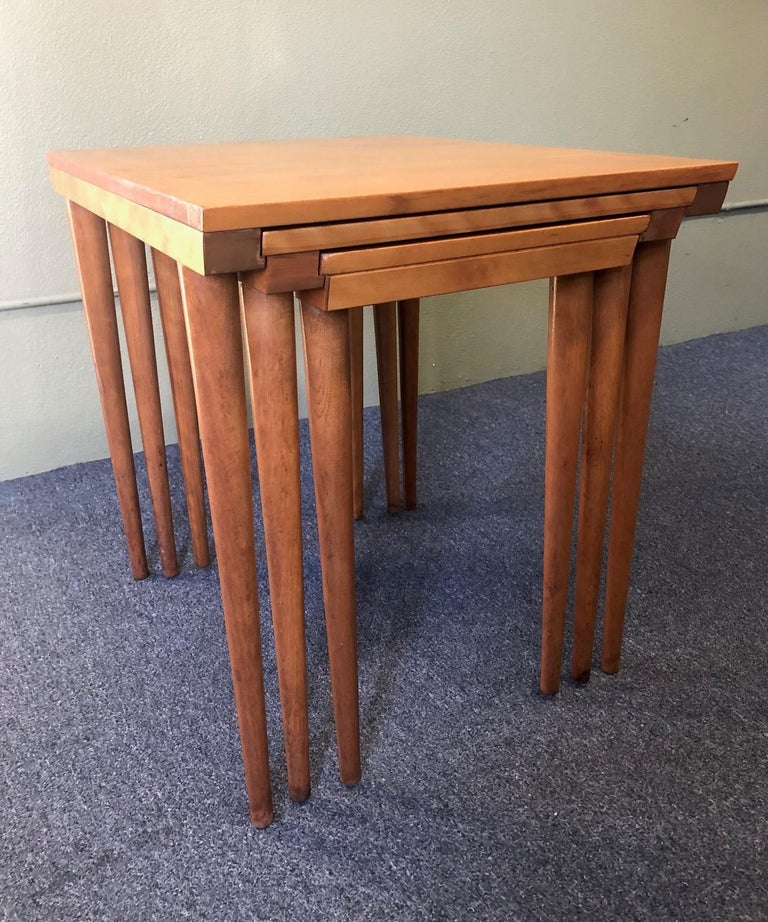 Set of Three "American Modern" Nesting Tables by Russel Wright for