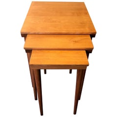 Set of Three "American Modern" Nesting Tables by Russel Wright for Conant Ball
