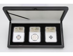 Set of Three Ancient Coins, Hasmonean Prutah, Roman Denarius, Sassanian Drachm
