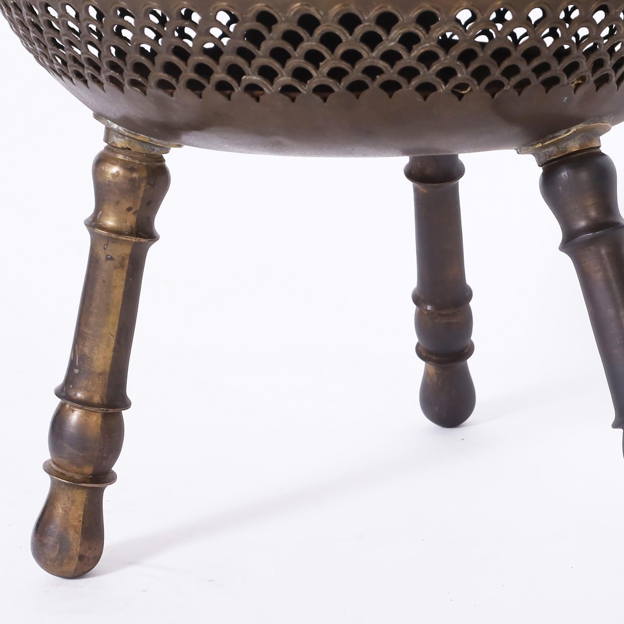 20th Century Set of Three Anglo Indian Brass Foot Stools For Sale