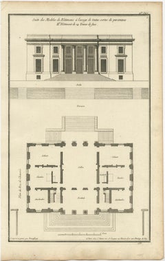 Three Antique Architecture Prints of Various Building Plans and Facades, c.1770