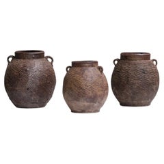 Set of Three Antique Asian Ceramic Water Pots