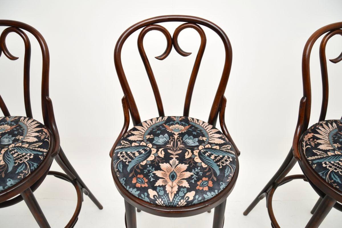 Set of Three Antique Bentwood Thonet Bar Stools 4
