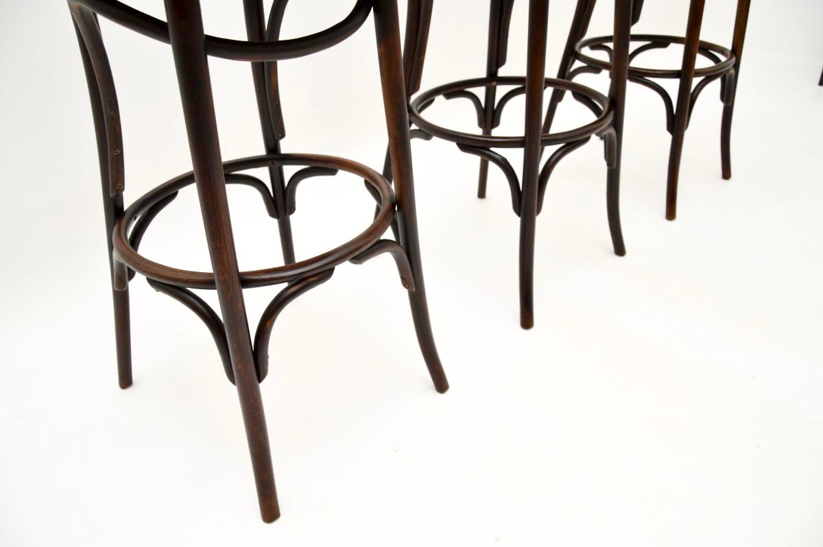 Set of Three Antique Bentwood Thonet Bar Stools 6