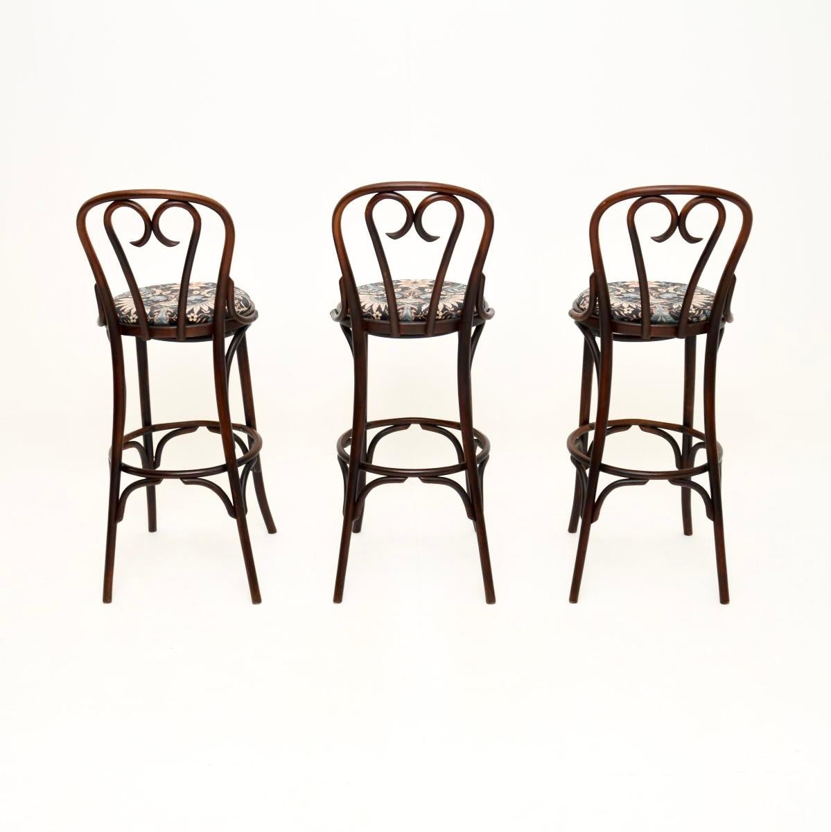Polish Set of Three Antique Bentwood Thonet Bar Stools