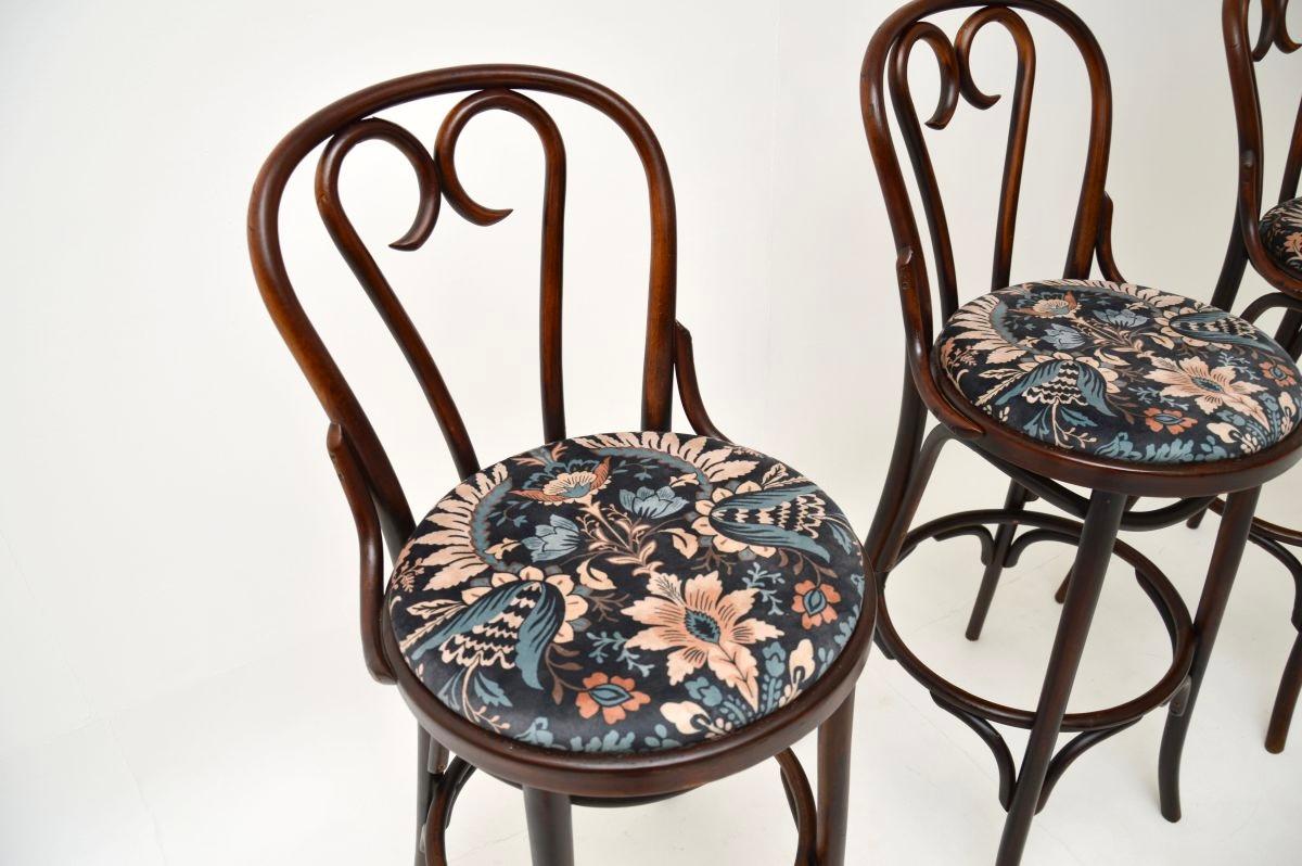Set of Three Antique Bentwood Thonet Bar Stools 1