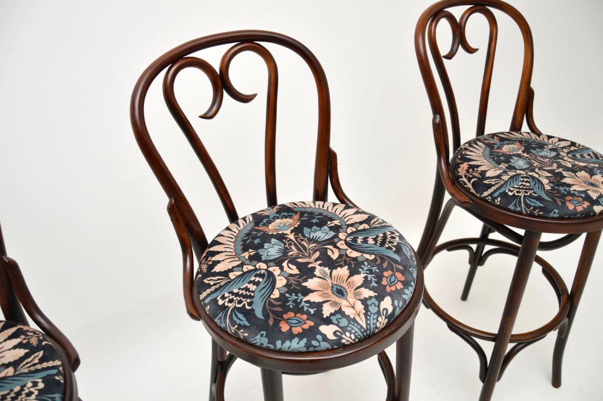Set of Three Antique Bentwood Thonet Bar Stools 2