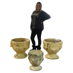 Set of Three Antique Cast Stone or Cement Neoclassical Style Antique Planters