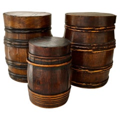 Set di tre antichi barili di aringhe olandesi/fiamminghi con iscrizioni originali