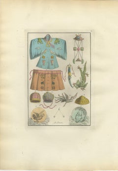 Set of Three Antique East Asian Costume & Arms Plates, Ferrario, 1815