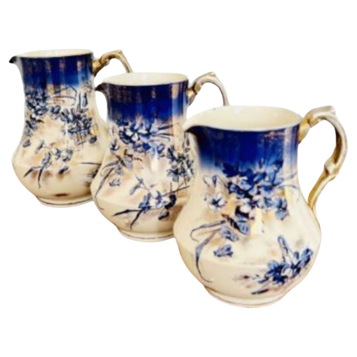Set of three antique Edwardian jugs For Sale